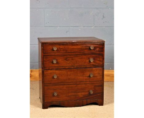 19th century mahogany and ebony strung commode, in the form of&nbsp; a chest of drawers, 62cm wide x 65cm high