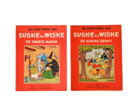 Willy Vandersteen, Suske en Wiske, two first editions, 1949'De zwarte madam' and 'De koning drinkt'. Both in reasonably good 