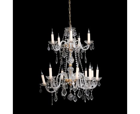 A transparent glass fourteen-light 'Marie-Therese' chandelier, 20th C.H 78 cm