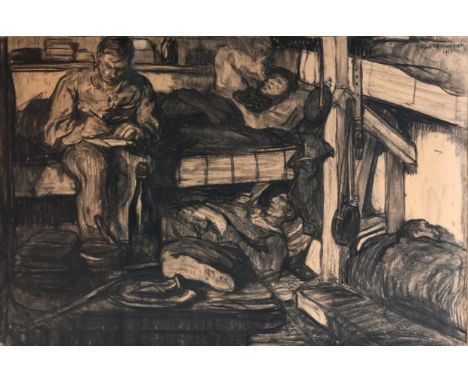 Fernand Allard L'Olivier (1883-1933): The life of the soldiers, mixed media on paper, dated 1917Work: 67,5 x 46 cm Frame: 78 