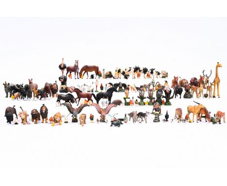A collection of German elastolin and lineol animal toy figures, Hausser, 1st half 20th C.H 2,5 - 18,5 cm (from largest to sma