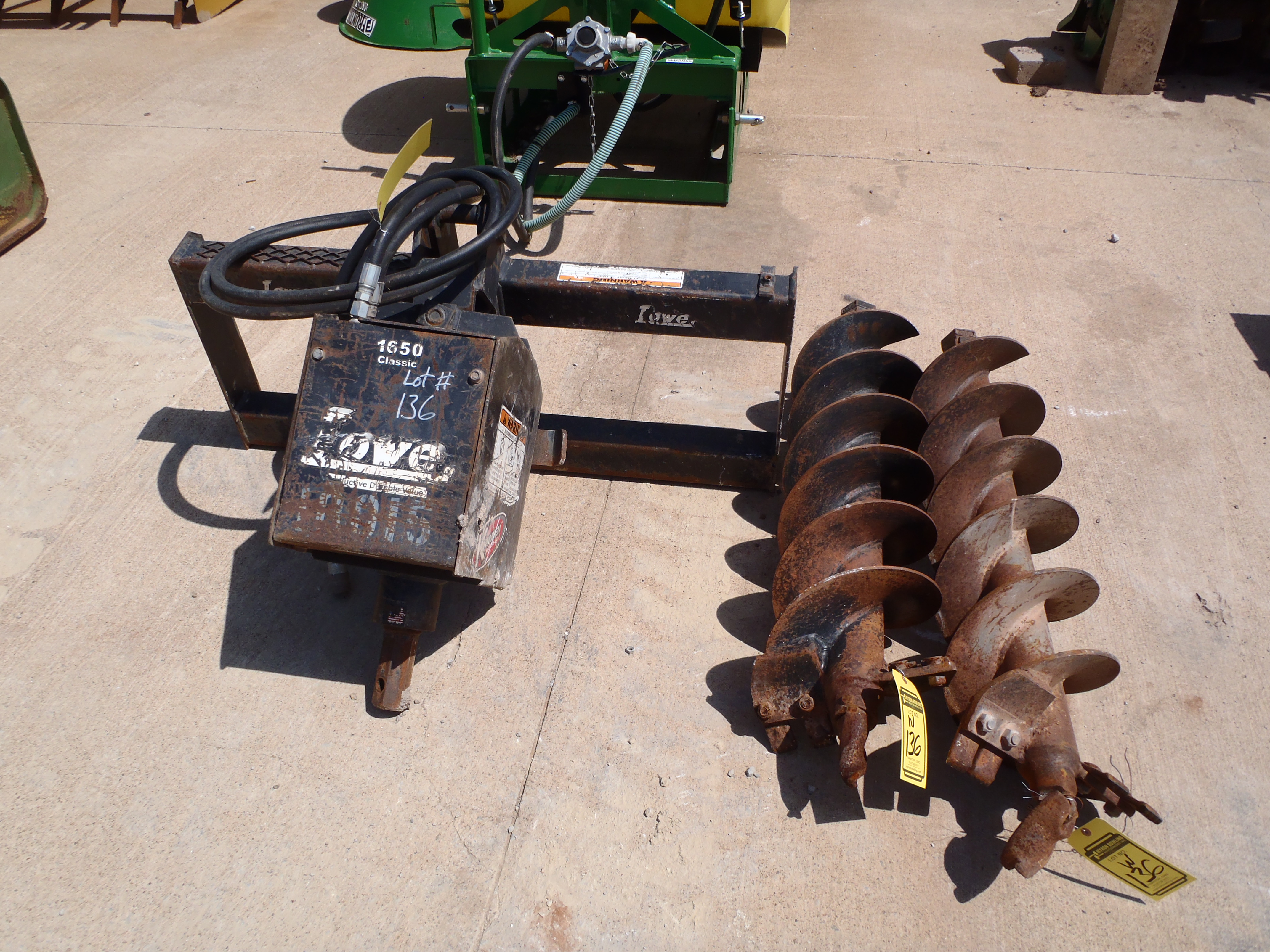LOWE SKID STEER AUGER ATTACHMENT; MODEL 1650CLH, S/N 011254914