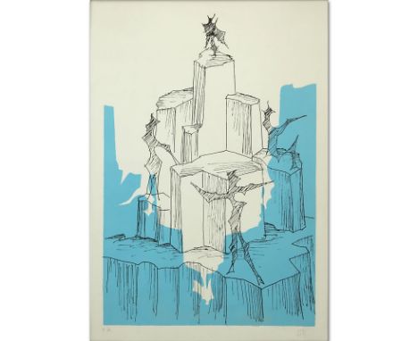 Man Ray, American (1890-1976) Color lithograph “Surrealist Composition” Initialed lower right, “EA” lower left in pencil. Lig