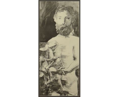 Pablo Picasso, Spanish (1881-1973) "Man with Lamb" 1967 Jacomet Print. Signed with Printed Green Signature in Pochoir. Printe