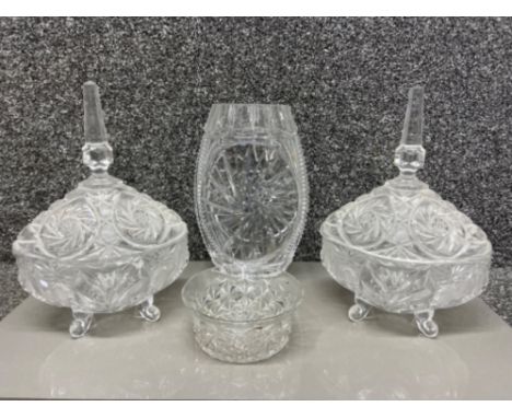 Vintage pedestal heavy thick crystal candy dishes along with others