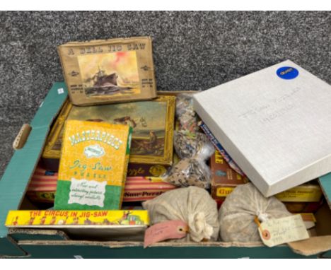 Box of vintage and mixed jigsaw puzzles dating 1920’s onwards