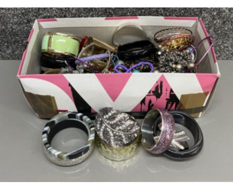 Large box of bangle ms and bracelets, metal and plastic
