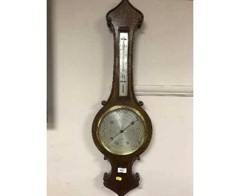 A 19th century oak barometer by R. Clark, Newcastle upon Tyne 