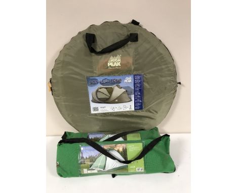 A set of digital scales, a pair of gent's loafers, box of air bed, four x two man tents and two pop up tents 