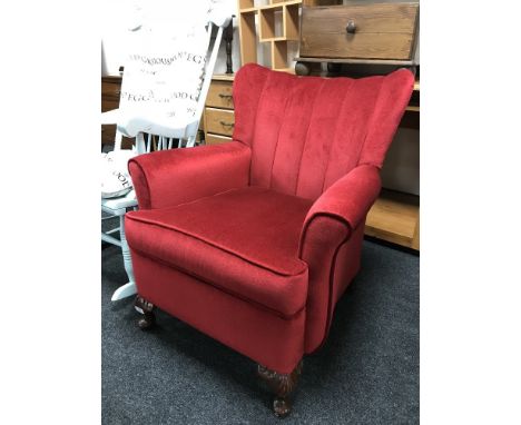 A red button dralon armchair 