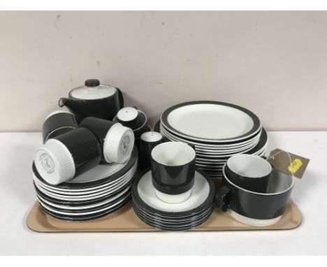 A tray containing a forty-two piece Poole pottery tea and dinner service