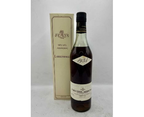 1 bottle Chateau de Larressingle Tres Vieil Armagnac 1934
In original presentation carton. Slightly stained vintage slip labe