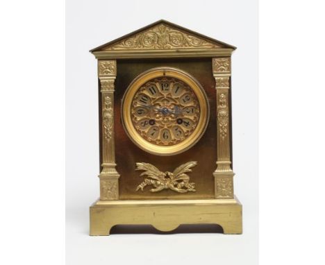 A BRASS CASED MANTEL CLOCK by Vincenti et Cie, early 20th century, the twin barrel movement striking the half hour on a gong,