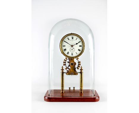 AN ENGLISH BRASS ELECTRIC TABLE CLOCK by Eureka Clock Company, 20th century, No. 7328 Patent No. 14614, 1906, the exposed bal