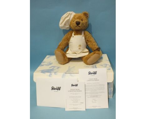 Steiff, a modern Steiff "Christmas Baker" teddy bear, with button in ear and tag, certificate no. 381 of Ltd Edn of 1000, 42c