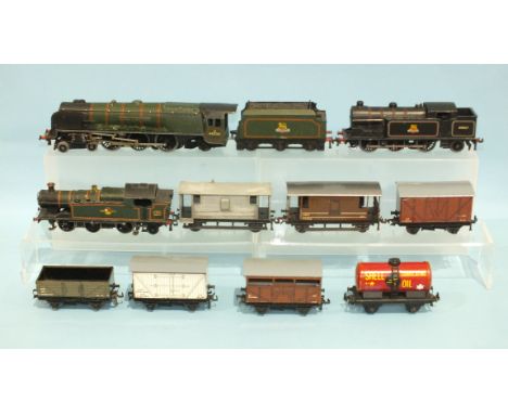 Hornby Dublo, EDL12 BR 4-6-2 locomotive 'Duchess of Montrose', 346232, EDL17 BR 0-6-2 tank locomotive 69567, seven wagons and