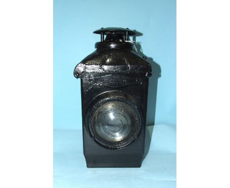An LMS Adlake non-sweating railway bullseye metal lamp, 40cm high.