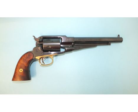A replica Western Remmington New Army Calibre 9mm Knall Revolver by F.lli Pietta, made in Italy, with wood slab-sided grip, 3