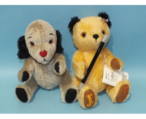 Steiff, a pair of modern Sooty and Sweep, with ear buttons, tags and labels, 26cm high, (no boxes), (2).