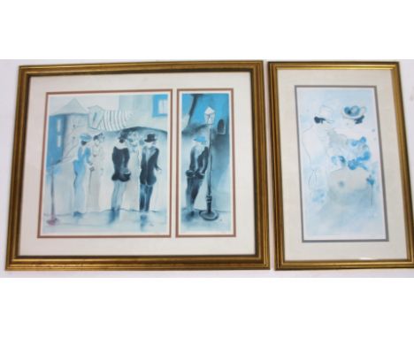After Zule Moskowitz.  Figures, and another figures before building, artist limited edition print no. 627/750, signed and num