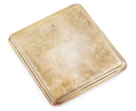 A George V silver cigarette case, partially engine turned and initialled with interior engraving, and thumb mould opening, 8c