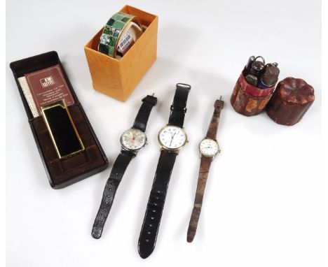 Lorus and other wristwatches, to include one with 3cm dia dial, bangle, late 20thC cased manicure set, etc. (1 tray)