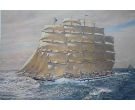 After Geoff Hunt.  Royal Clipper Under Full Sail, artist limited edition print no. 405/800, signed and numbered to the mount,