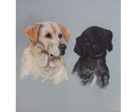 Jay Claxton (fl1984). Portrait of two dogs, mixed media, signed and dated 1984, 48cm x 49cm. 