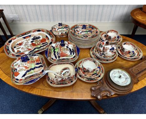 A Large Collection of Decorative Oriental Style Dinner Ware comprising of bowls, cups, side plates, large platter,along with 