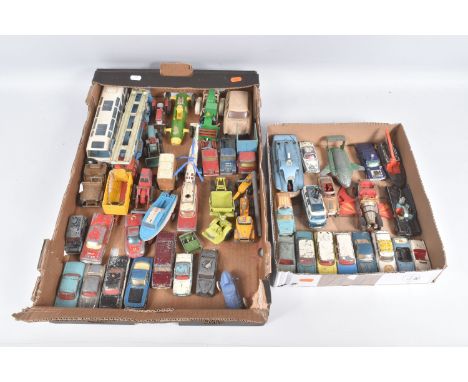 A QUANTITY OF UNBOXED ASSORTED PLAYWORN DIECAST VEHICLES, to include a quantity of Corgi &amp; Dinky Film &amp; TV related mo