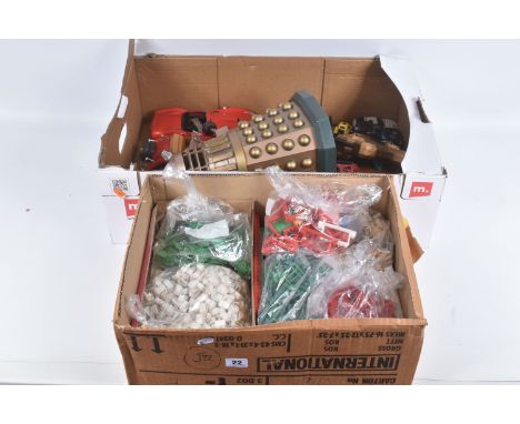 A QUANTITY OF ASSORTED TOYS, majority in playworn condition, to include six 1980's Hasbro Transformers, modern remote control