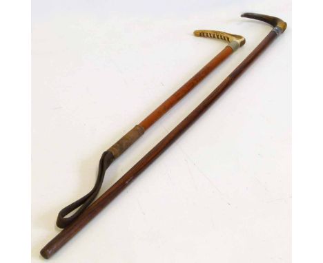 Silver topped walking stick and a riding crop. Condition report: see terms and conditions.