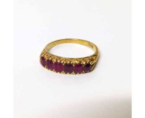 A ruby 6 stone 18ct gold ring Condition report: see terms and conditions.