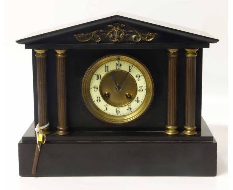 Victorian slate mantel clock Condition report: see terms and conditions.