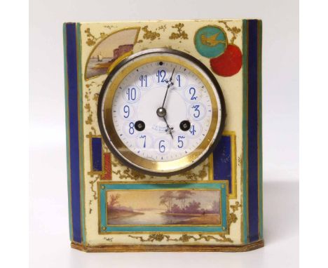 Pottery aesthetic mantel clock, enamel dial signed J.W. Benson Bond Street, London Condition report: see terms and conditions