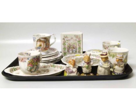 Four Royal Doulton Brambley Hedge figures, a clock, money box and various tea ware. Condition report: see terms and condition