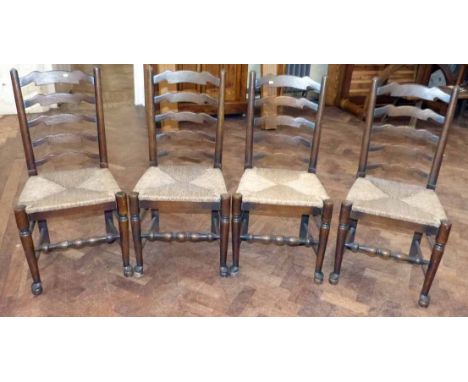 4 reproduction ladder back chairs Condition report: see terms and conditions.