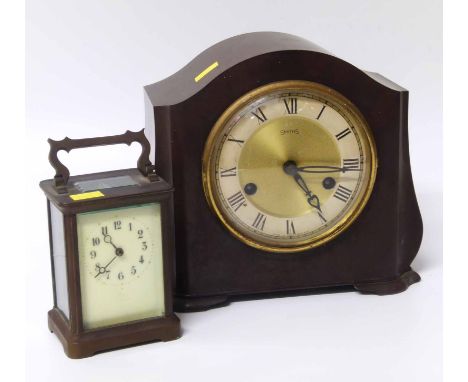 Brass carriage clock together with a Smiths mantel clock Condition report: see terms and conditions.