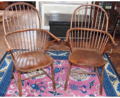 Pair of reproduction two tier stick back Windsor chairs. Condition report: see terms and conditions.