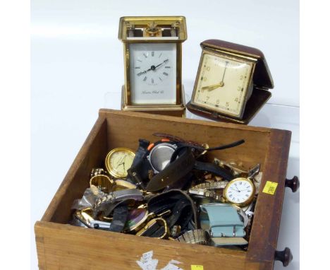 Collection of mixed watches and a carriage clock. Condition report: see terms and conditions.