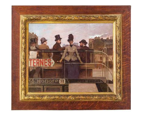 ÉTIENNE MOREAU-NELATON , PARIS, 1859 - PARIS, 1927 L'Omnibus Oil on canvas 62.9 x 80 cm From the top of her promontory, this 