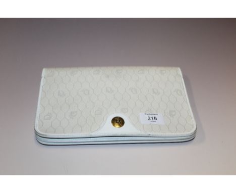 AN AUTHENTIC VINTAGE CHRISTIAN DIOR MONOGRAM CLUTCH BAG, with permanent gilt metal shoulder chain with option to store intern