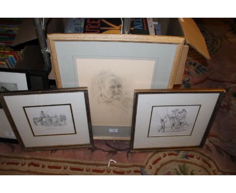 F. BUCHANNAN 'PORTRAIT OF A MAN' - ORIGINAL PENCIL DRAWING - SIGNED & DATED TOGETHER WITH DONALD J. SMITH (1910-1988) - A PAI