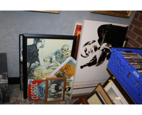 A QUANTITY OF PICTURES & PRINTS TO INC A CANVAS PRINT OF MICHAEL CAINE