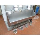 hand wash sink s/s 4-station foot operated 75 in.