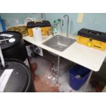 s/s sink w/ 24 in. x 80 in. HDPE counter c/w eye wash station