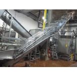 s/s inclined screw conveyor 12 in. diam. x 23 ft. L. w/ hopper  on casters
