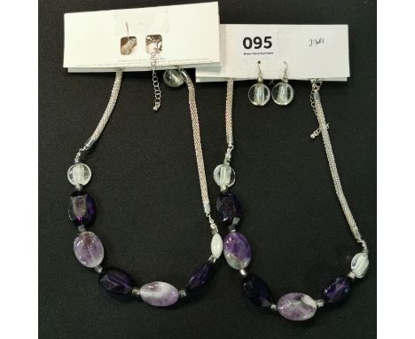 2 AMETHYST NECKLACES &amp; EARRINGS SETS