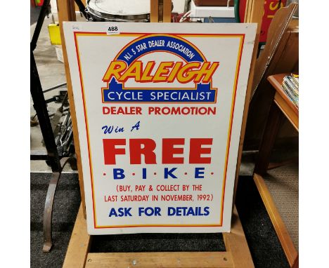 VINTAGE RALEIGH BICYCLE ADVERTISING SIGN