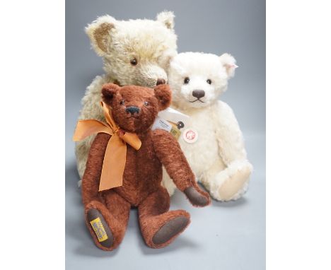 Steiff Limited Eidtion Leopold bear, box and certificate, 38cm, a Merrythought Limited Edition Jeremy, box, 30cm and Herman J